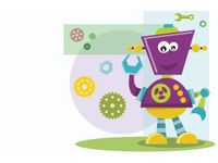 60X40CM FIOLETOWY ROBOT OBRAZ