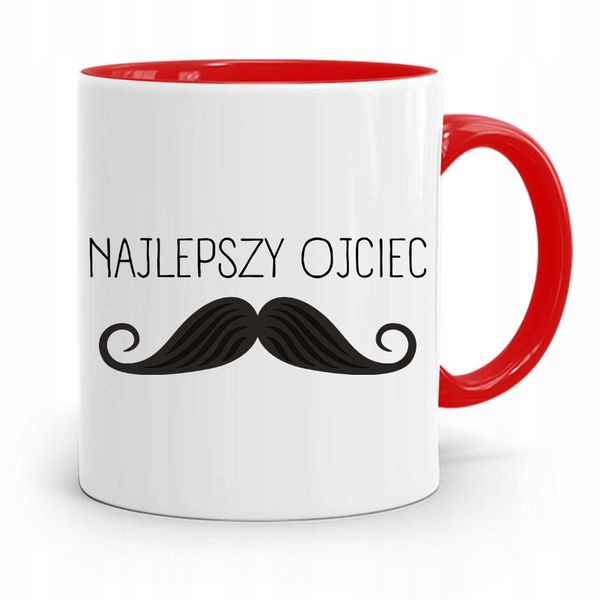 Kubek Czerwony Dla Taty Ojca Najlepszy Ojciec Z Nadrukiem Ze Zdjęciem zdjęcie 1