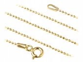 Krótki Srebrny Pozłacany Łańcuszek Kulkowy Diamentowany Kulki 1mm Cienki 42