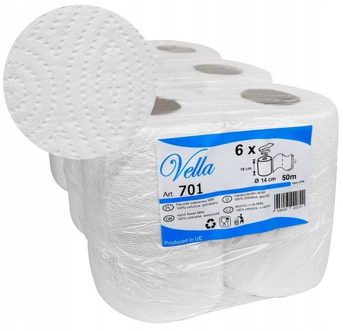 RĘCZNIKI PAPIEROWE KUCHENNE 50mb VELLA CELULOZA x6 na Arena.pl