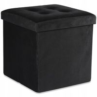 PUFA SZIEDZISKO ZE SCHOWKIEM TAPIEROWANA CZARNA WELUR PODNÓŻEK DO