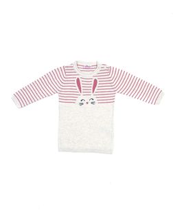 PEPCO Dziewczęcy, biało-różowy sweterek z królikiem 24/36 Jasnobeżowy