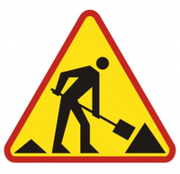 Znak Roboty budowlane Naklejany Znacznik Ostrzegawczy 12cm