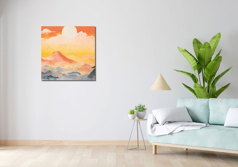 Obraz 70x70cm Świt nad Krainą Ciszych Gór zdjęcie 2