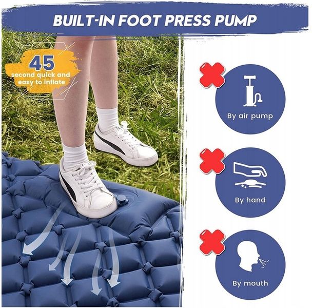 2x DMUCHANA MATA MATERAC Z WBUDOWANĄ POMPKĄ DWUOSOBOWA KARIMATA ULTRA LEKKA zdjęcie 10