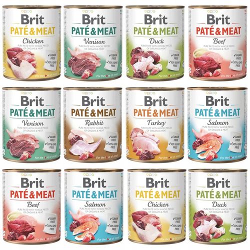 BRIT PATE & MEAT Karma mokra dla psa MIX Smaków 12 x 800g bezzbożowa ADULT na Arena.pl