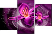 60CM 90 ZEGAR 3 ELEM RÓŻOWE KOSMICZNE KWIATY JAKUB BANAŚ ŚCIENNY