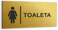 Tabliczka TEKST NADRUK UV TOALETA DAMSKA Tablica dibond informacyjna ZŁOTA