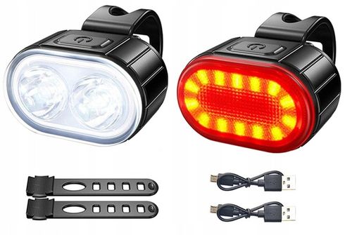 ZESTAW LAMPEK ROWEROWYCH LAMPKI DO ROWERU LAMPKA PRZÓD I TYŁ USB KOMPLET na Arena.pl