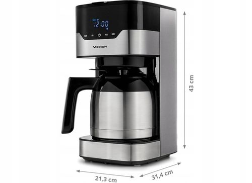 Ekspres przelewowy Medion TERMOS 1.2L 900W,Reg.aromatu kawy,do 8 filiżanek na Arena.pl