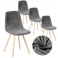 ZESTAW 4 SZT. POKROWIEC POKROWCE NA KRZESŁO SKANDYNAWSKIE SZARY WELUR