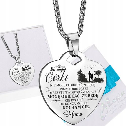 Srebrny Łańcuszek Zawieszka SERCE NASZYJNIK DLA CÓRKI OD MAMY Grawer BOX na Arena.pl