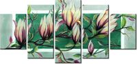 70CM 150CM OBRAZ 5 ELEM SŁODYCZ MAGNOLII ZIELENI ŚCIENNY