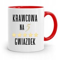 Kubek Czerwony Krawca Krawcowej Na Pięć Gwiazdek Z Nadrukiem Ze Zdjęciem