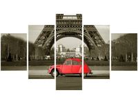 OBRAZ CZERWONY CITROEN 2CV WIEŻĄ EIFFLA