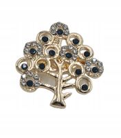 Broszka wysadzana czarnymi i białymi lśniącymi cyrkoniami drzewko 2,5cm