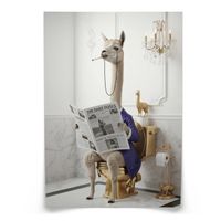 PLAKAT DO WC LAMA Z GAZETĄ W TOALECIE ABSTRAKCJA GLAMOUR 30cm x 40cm