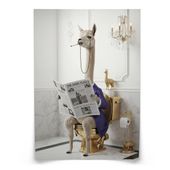 PLAKAT DO WC LAMA Z GAZETĄ W TOALECIE ABSTRAKCJA GLAMOUR 30cm x 40cm
