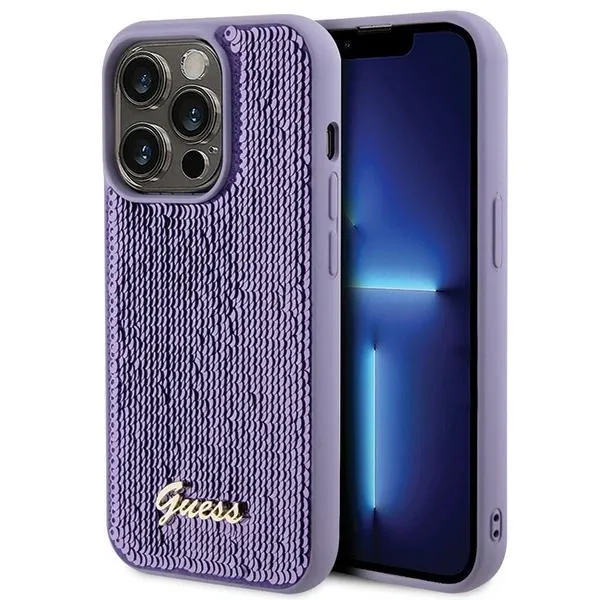 Etui Guess Sequin Script Metal na iPhone 15 Pro Max - fioletowe zdjęcie 1