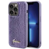 Etui Guess Sequin Script Metal na iPhone 15 Pro Max - fioletowe
