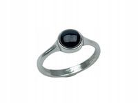 klasyczny pierścionek z małym oczkiem obsydian czarny rozmiary do wyboru
