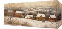 Obraz 40x20cm Wioska Otulona Śniegiem