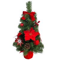Choinka sztuczna w doniczce z poinsecją udekorowana 60 cm CZERWONA