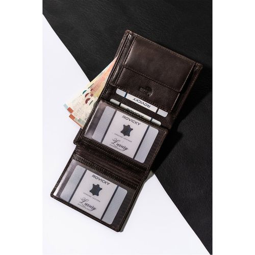 męski portfel ze skóry naturalnej z zakładkami na karty - rovicky na Arena.pl