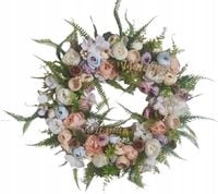 Wianek dekoracyjny na drzwi z napisem „Witamy” pastelowy 44 cm