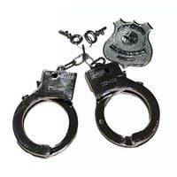 zestaw policjanta kajdanki odznaka kluczyk dodatek