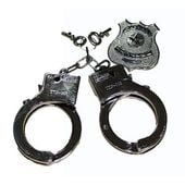 zestaw policjanta kajdanki odznaka kluczyk dodatek