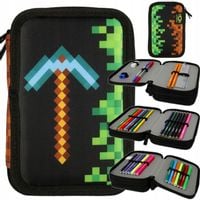 PIÓRNIK SZKOLNY TRZYKOMOROWY POTRÓJNY Z WYPOSAŻENIEM DLA CHŁOPCA PIKSELE