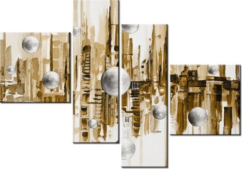 100 70CM OBRAZ 4 ELEM MIASTO ZE SNU SEPII DRUK PŁÓTNO RAMA na Arena.pl