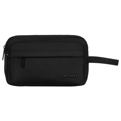 kosmetyczka podróżna z poliestru w czarnym kolorze z wygodnym uchwytem na Arena.pl