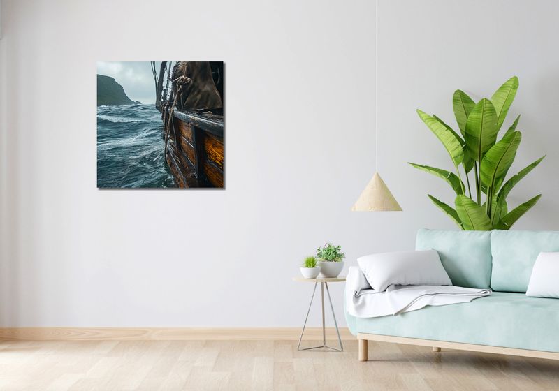 Obraz 70x70cm Statek na Falach zdjęcie 2