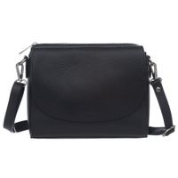 VERA PELLE torebka skórzana listonoszka 3 komorowa z paskiem V020 czarna