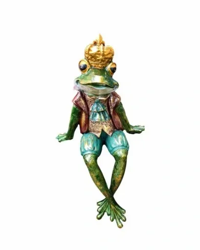 FIGURKA FIGURA ŻABA ŻABKA SIEDZĄCA W KORONIE zdjęcie 1