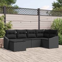 Zestaw Sof z poduszką 6 pcs Czarny polirattan