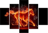 105CM 150CM OBRAZ 5 ELEM OGNISTY KOŃ DRUK