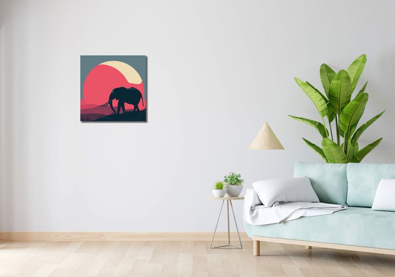 Obraz 50x50cm Słoń przy Czerwieni zdjęcie 2