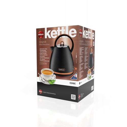 CZAJNIK ELEKTRYCZNY BEZPRZEWODOWY CZARNY 2200W 1,7l STRIX ELDOM C315c na Arena.pl