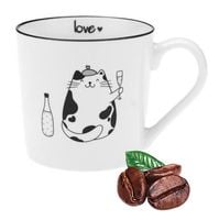 Kubek porcelanowy 390 ml czarno-biały słodkie wesołe kotki napis love wz. 1