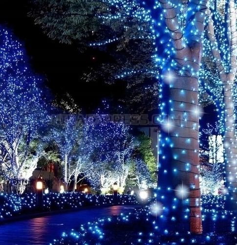 LAMPKI CHOINKOWE 500LED NIEBIESKIE + FLASH FLESZ BŁYSK 35M ZEW/WEW ISKRZĄCE na Arena.pl
