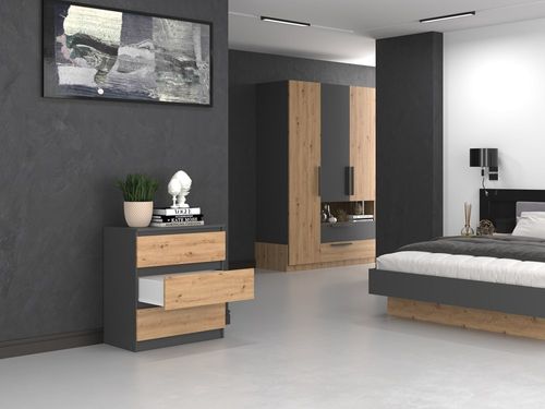 KOMODA MALWA M3 - ANTRACYT / DĄB ARTISAN na Arena.pl