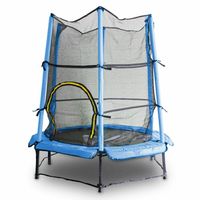 TRAMPOLINA NIEBIESKA DLA DZIECI 140CM DO DOMU OGRODU Z OSŁONĄ I SIATKĄ