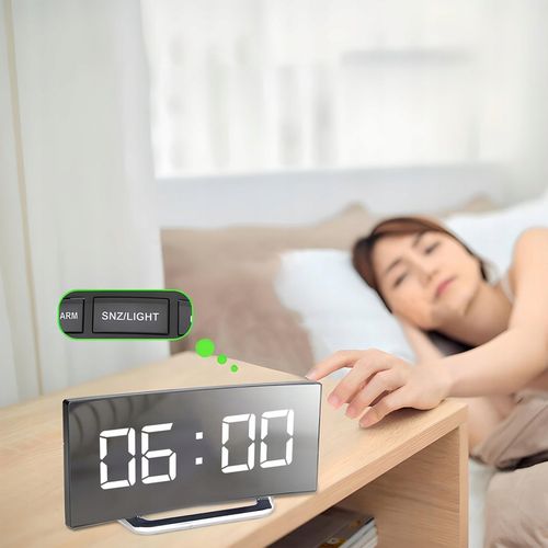 ZEGAR ELEKTRONICZNY BUDZIK LUSTRO STOJĄCY WYŚWIETLACZ LED TERMOMETR na Arena.pl