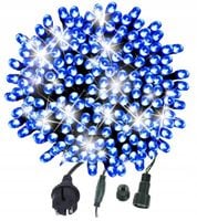 LAMPKI CHOINKOWE 500LED NIEBIESKIE + FLASH FLESZ BŁYSK 35M ZEW/WEW ISKRZĄCE