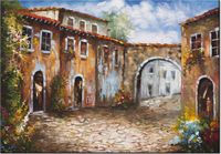 100 70CM OBRAZ PŁÓTNO UROKLIWA ULICZKA PŁÓTNO RAMA