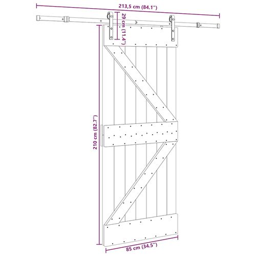 Drzwi przesuwne z osprzętem, 85x210 cm, lite drewno sosnowe na Arena.pl