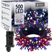 LAMPKI CHOINKOWE 500LED ZEWNĘTRZNE 27,5m MULTIKOLOR FLASH GIRLANDA NA PRĄD